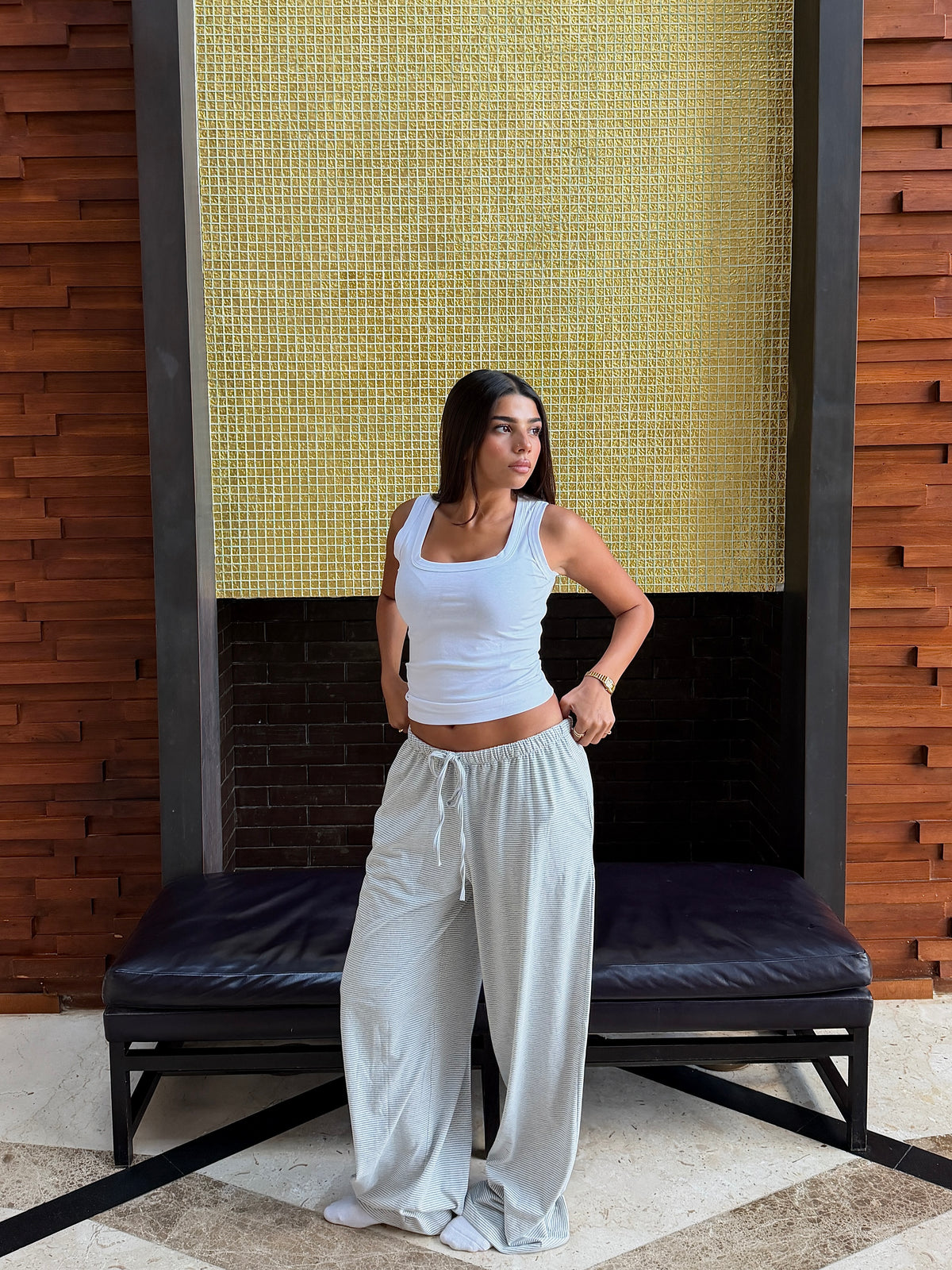 WIDE-STRIPED PANTS