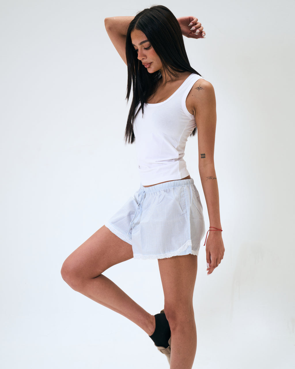 LACE TRIM COTTON SHORTS