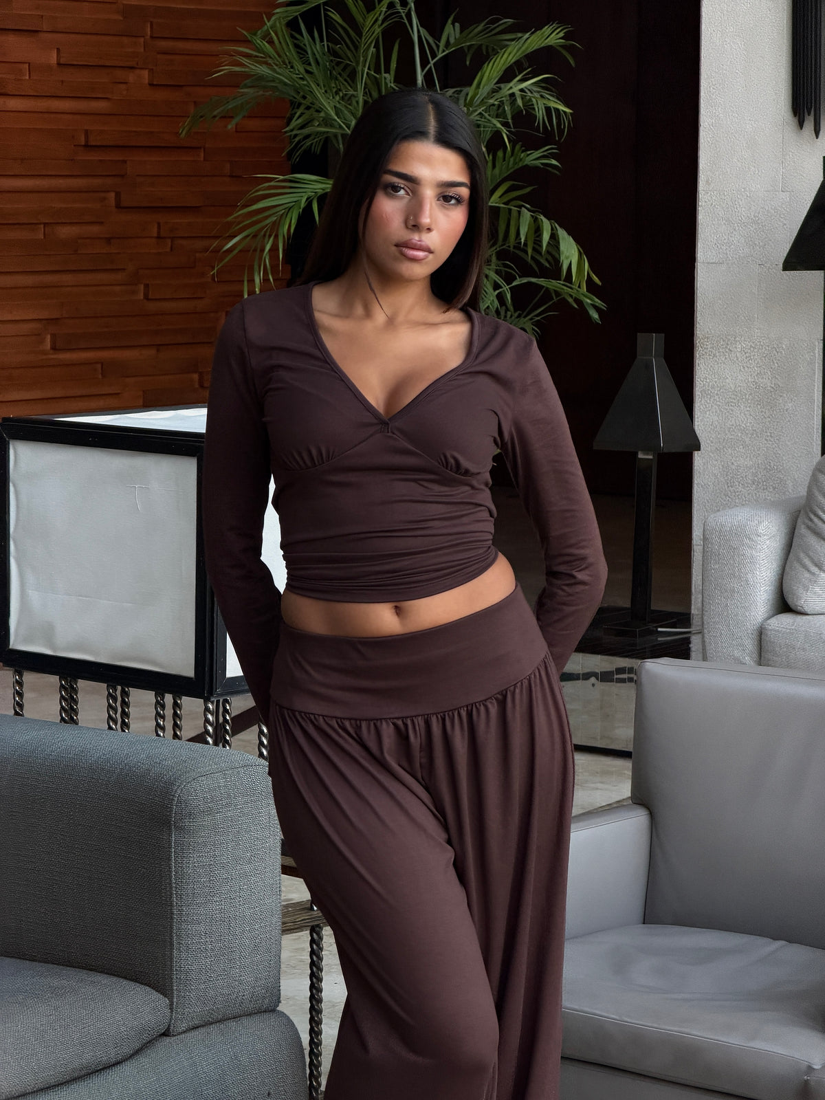 FLOWY SET IN BROWN