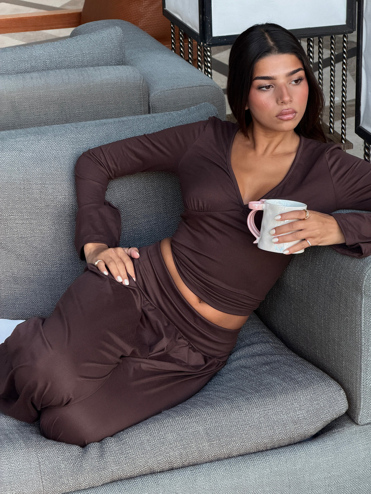 FLOWY SET IN BROWN