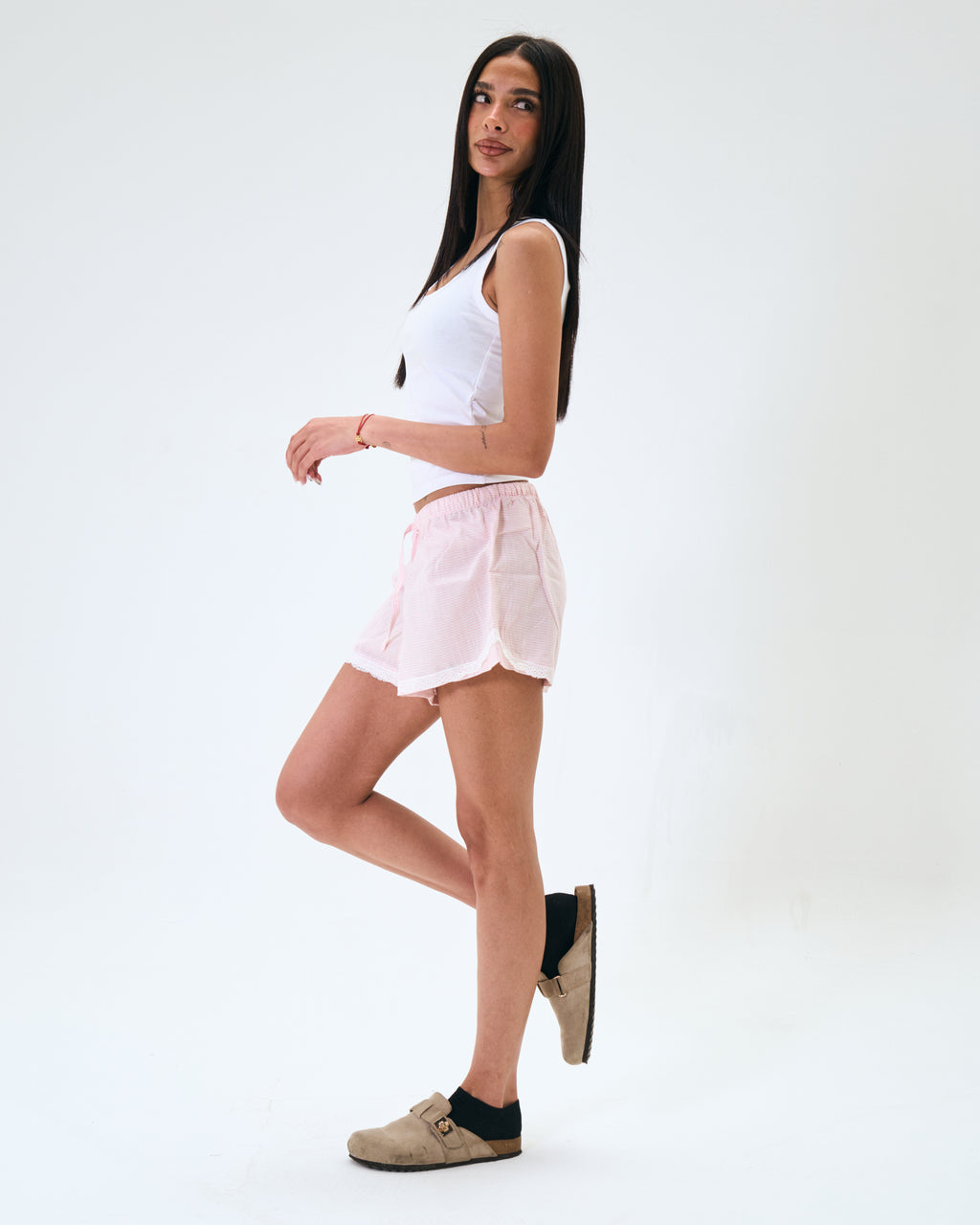 LACE TRIM COTTON SHORTS