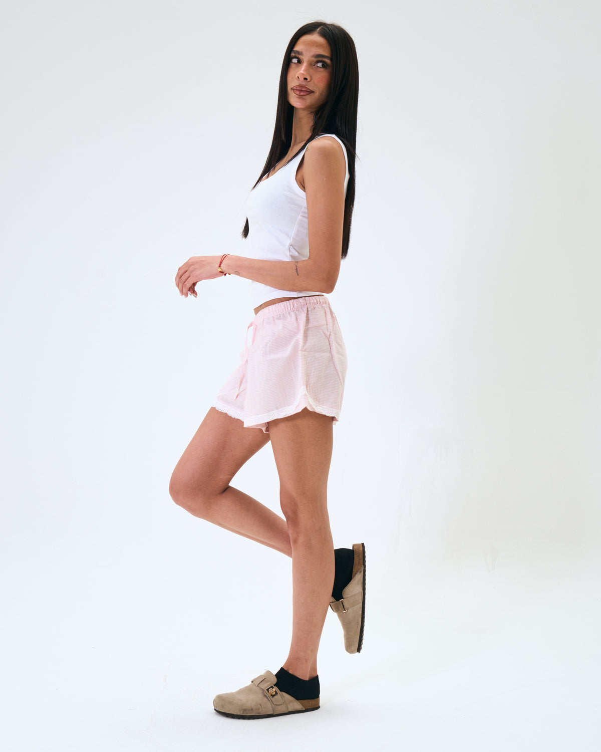 LACE TRIM COTTON SHORTS